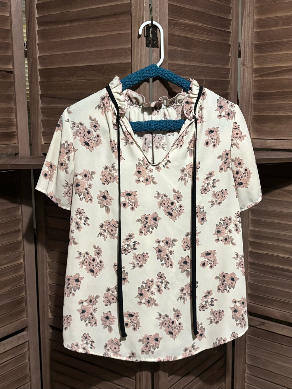 Sienna Sky Floral Blouse with Ruffle and Tie Accents